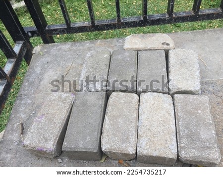 Stone brick or cement block on the pallet for construction.