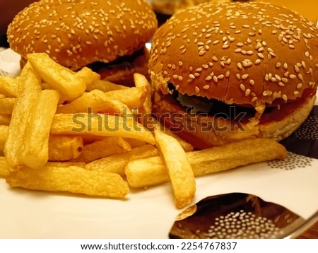 handmade hamburger meatballs and fries