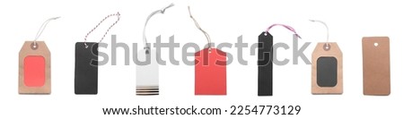 Set of blank shopping tags on white background