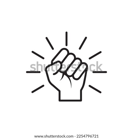 Will icon. Hand closed power, . fighting for rights, freedom. Raised clenched fist of victory, strength and solidarity. Outline Editable stroke Vector illustration design on white background. EPS 10 Royalty-Free Stock Photo #2254796721