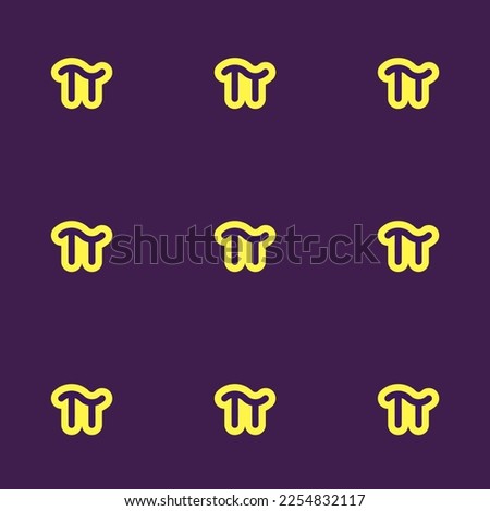 Seamless repeating tiling pi outline flat icon pattern of persian indigo and icterine color. Background for advertisment.
