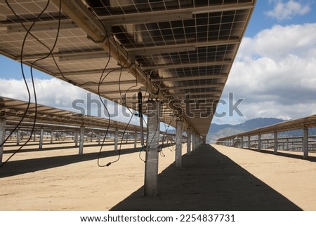 Solar traker with bifacial modules under construction Royalty-Free Stock Photo #2254837731