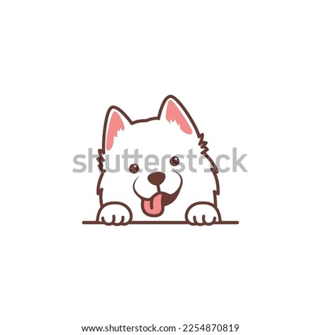 Cute samoyed dog cartoon, vector illustration