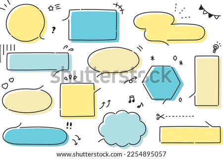 Light blue and yellow hand drawn speech bubble illustration
