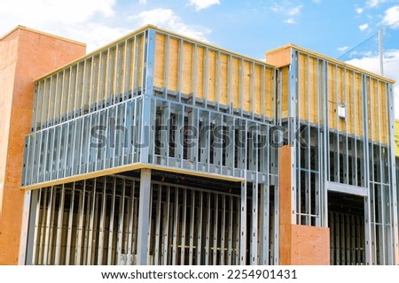 building structures made of steel with a solid strength iron frame material new Royalty-Free Stock Photo #2254901431