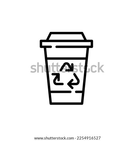 Paper coffee cup with recycle symbol. Pixel perfect, editable stroke icon Royalty-Free Stock Photo #2254916527