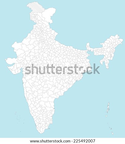 A large and detailed map of India with all subdivisions and islands. Royalty-Free Stock Photo #225492007