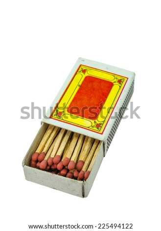 Box of matches on a white background.