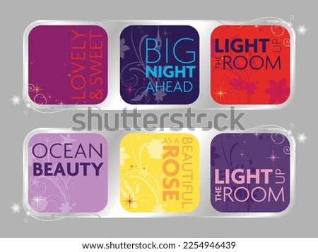 Set of colorful floral badge with romantic girl quotes design
