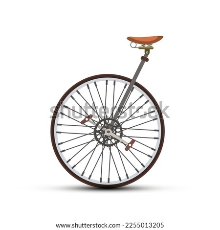 One wheel bicycle - bike isolated on white background - vector