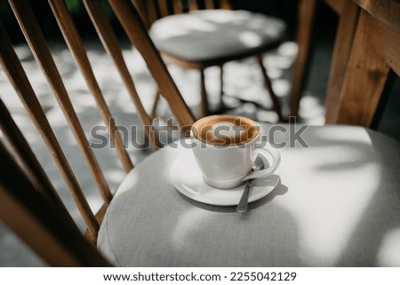 Morning with cup of coffee on the terrace