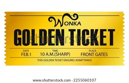 Vector illustration of gold ticket Royalty-Free Stock Photo #2255060107