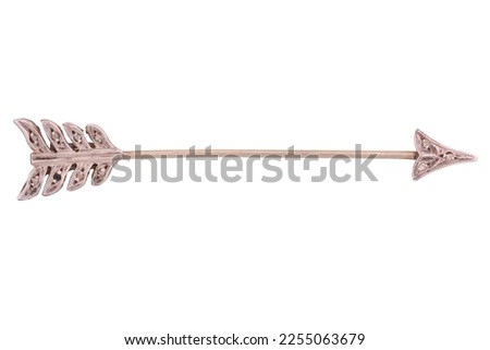 An antique diamond bar brooch in the form of an arrow. Isolated on a white background Royalty-Free Stock Photo #2255063679