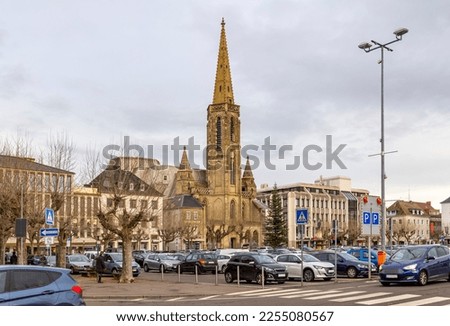 Scenery around the Saint Louis Church in Saarlouis, a town in Saarland, Germany Royalty-Free Stock Photo #2255080567