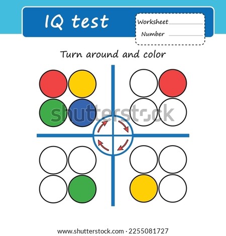 Developing logic puzzle game for children. Turn around and paint over. Attention task. practice test iq Royalty-Free Stock Photo #2255081727