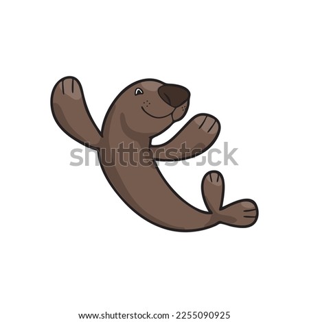 Cute cartoon sea lion vector art