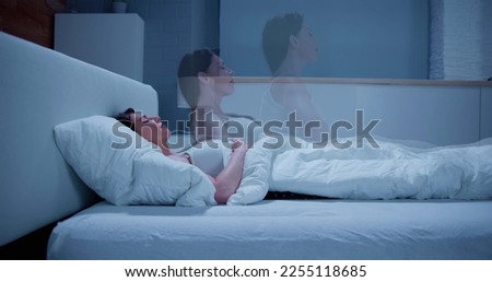 Woman Ghost Or Spirit Nightmare. Body And Soul Royalty-Free Stock Photo #2255118685