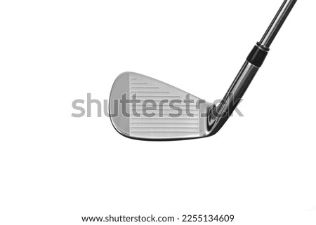 Golf Club Head isolated on a white background, showing club face side-on. Royalty-Free Stock Photo #2255134609