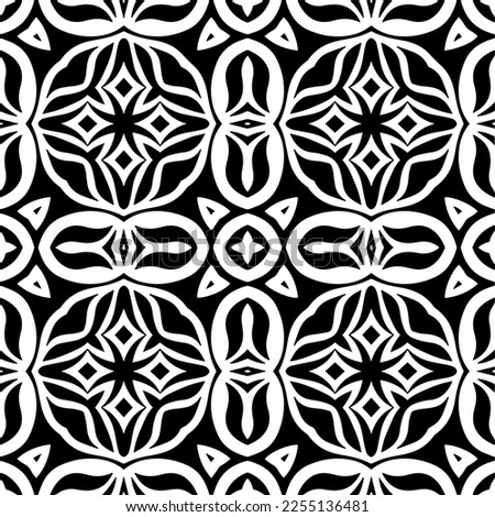 Vector pattern in geometric ornamental style. Black and white color.Seamless repeat pattern.