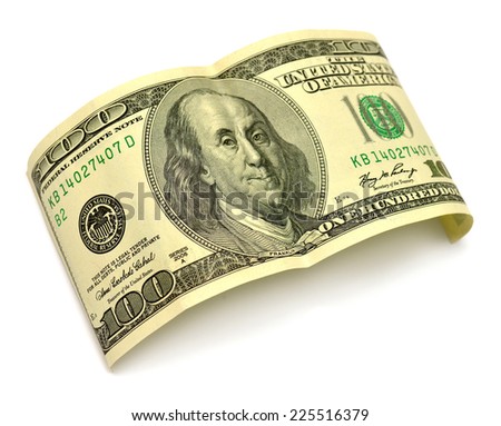 One hundred dollar banknote isolated on white background