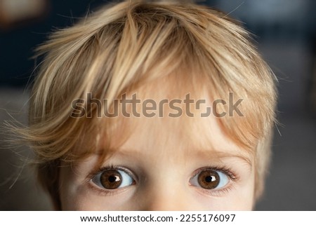 Brown eye small child blond hair Royalty-Free Stock Photo #2255176097