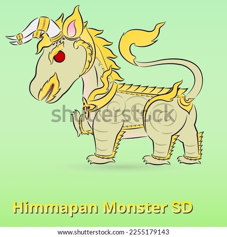 Himmapan monster cartoon minimal SD style on a pastel background.