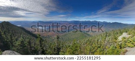 Panoramic View from the Macomb, South Dix, and Haystack Trail (High Peaks in the Adirondacks, NY) Royalty-Free Stock Photo #2255181295