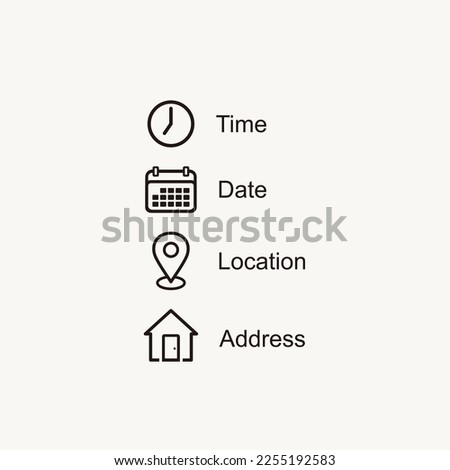 Date, Time, Location, Address icon symbol  Royalty-Free Stock Photo #2255192583