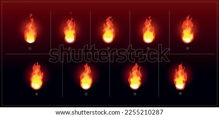Sprite sheet of fire. Animation for game or cartoon.