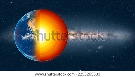 The structure of the earth's crust. Earth cross section in space view. "Elements of this image furnished by NASA" Royalty-Free Stock Photo #2255265533