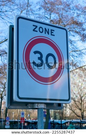 Dutch Traffic sign 30 kmh speed limit, it is forbidden to drive faster than 30 kilometers per hour