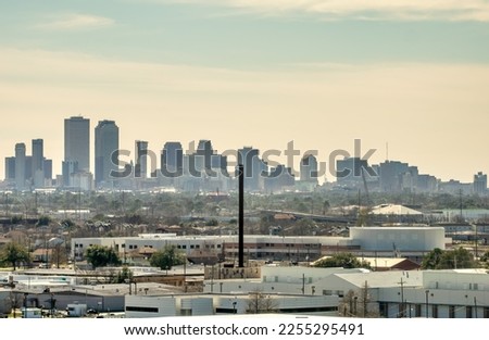 New Orleans skyline from the interstate, Louisiana.