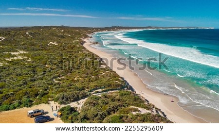 Kangaroo Island, Australia. Pennington Bay waves and coastline, aerial view from drone.