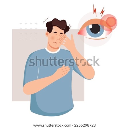 Person with Fungal Infection in Eye Irritant - Pink Eye - Illustration as EPS 10 File Royalty-Free Stock Photo #2255298723