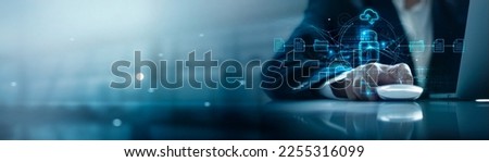 Cyber security on cloud technology, Data storage and Exchange business information with internet cloud technology. Block chain, File transfer Protocol, File sharing on cyber global network. Royalty-Free Stock Photo #2255316099