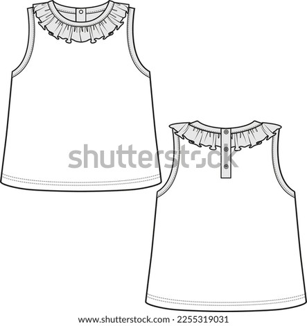 NEW BORN AND TODDLER WEAR TOPS FRONT AND BACK FASHION FLAT DESIGN VECTOR
