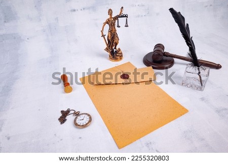 Notary's public pen and stamp on testament and last will. Notary public tools Royalty-Free Stock Photo #2255320803