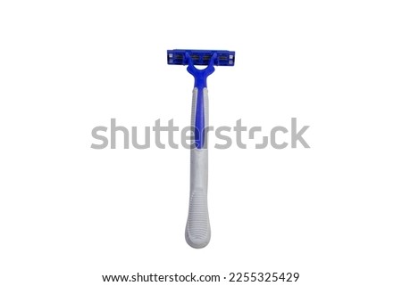 Blue shaving razor isolated on white background. 3d render image.