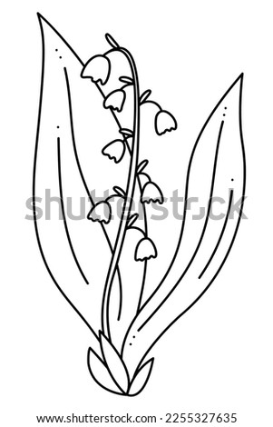 Lily of the Valley doodle. Hand drawn outline vector illustration.