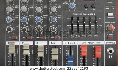DJ sound mixer panel with buttons