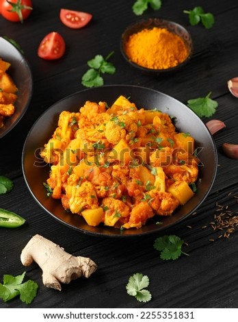 Aloo Gobi traditional Indian dish with cauliflower and potato Royalty-Free Stock Photo #2255351831