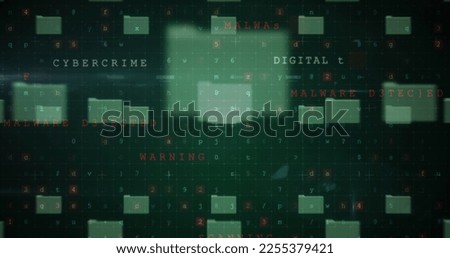 Image of online security warning data processing on dark background. Global online security, business and data processing concept digitally generated image.