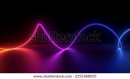 3d rendering, abstract background of colorful neon wavy line glowing in the dark. Modern simple wallpaper