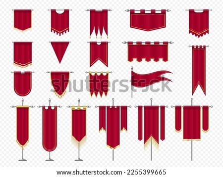 Royal flags. Medieval banners and trophy luxury fantasy empty flags recent vector templates Royalty-Free Stock Photo #2255399665