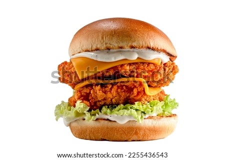 chicken, crispy chicken, fried chicken, burger, crispy chicken burger, cheeseburger, takeaway Royalty-Free Stock Photo #2255436543