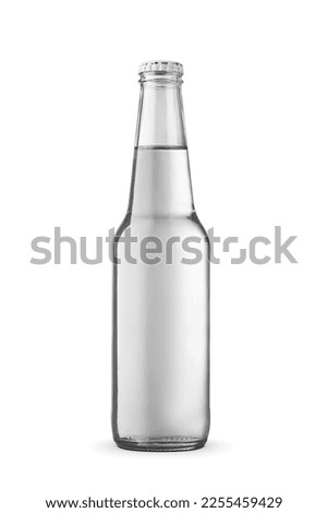 Glass transparent bottle of purified water without label isolated on a white background Royalty-Free Stock Photo #2255459429