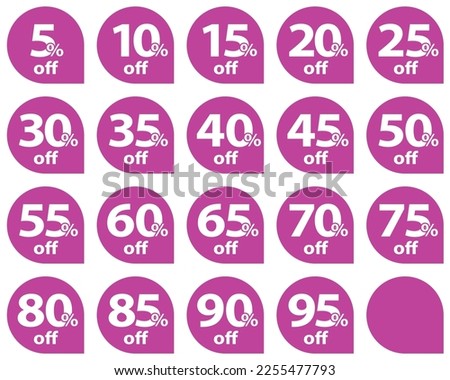 Set of discount tags in blue color. Vector illustration