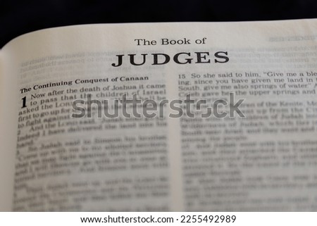Title page of the book of Judges from the Bible or Torah Old testament scriptures Royalty-Free Stock Photo #2255492989