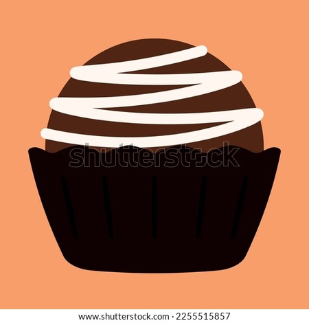Cute chocolate covered bonbon stuffed nougat, mousse, cream for Valentine gift. Vector illustration animated cartoon candy flat icon collection isolated