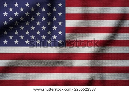 Close up of waving of United states of America or USA flag for Independence Day concept.